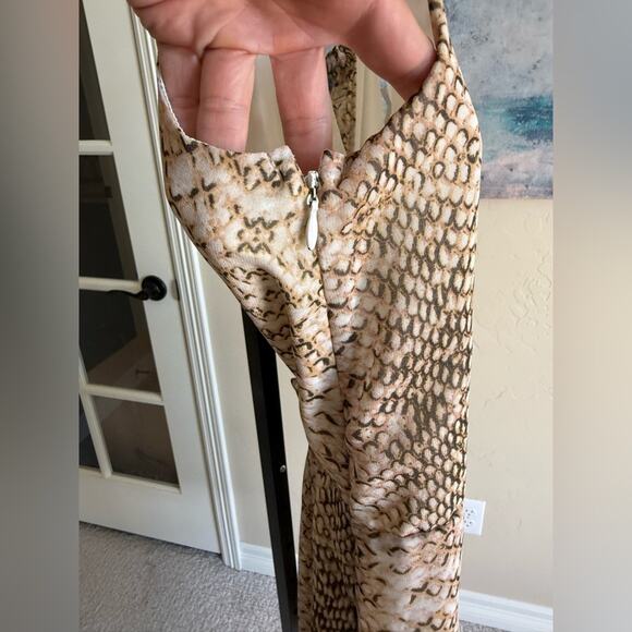 Great Jones Python Ruffle Pleated V Neck Dress in Neutrals Women’s 4 - Picture 6 of 9